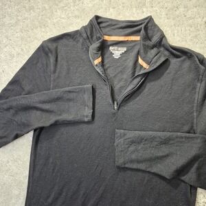 Omni Wool 1/4 Zip Shirt Mens Large Fitted Base Layer Polyester Wool Outdoor Ski